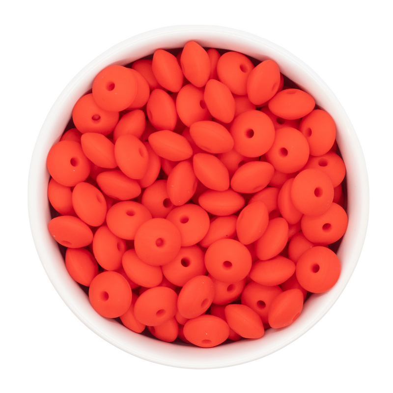 Red Silicone Lentil Beads 7x12mm