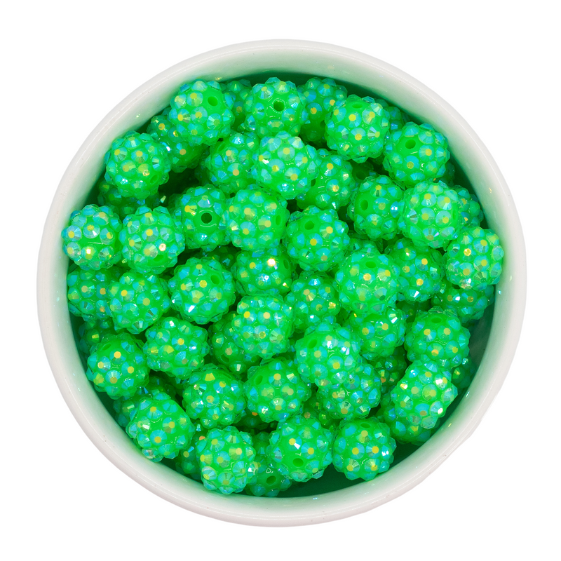 Neon Green Rhinestone Beads 12mm (Package of 20)