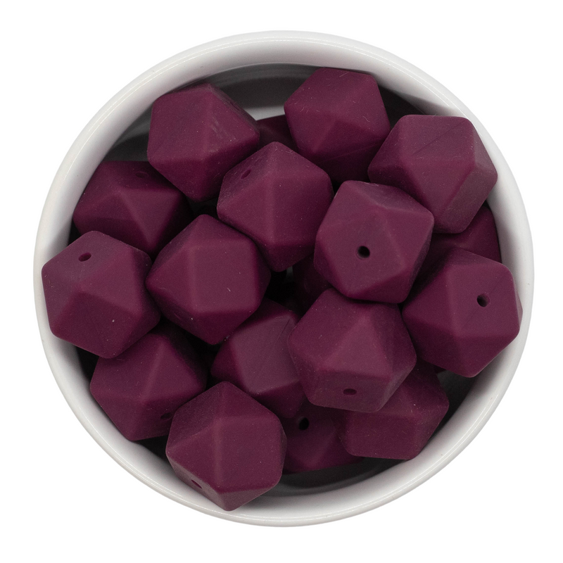 Plum Hexagon Silicone Beads 17mm (Package of 5)