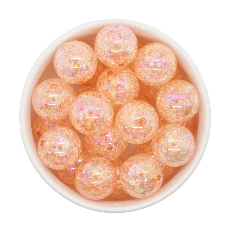 Peach Iridescent Crackle Beads 20mm (Package of 10)