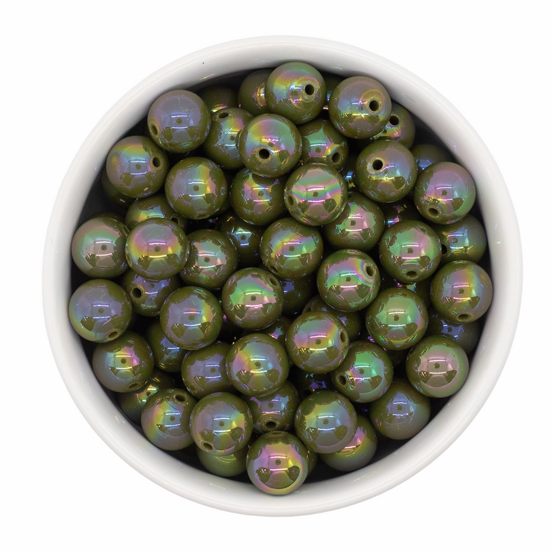 Army Green Iridescent Beads 12mm (Package of 20)