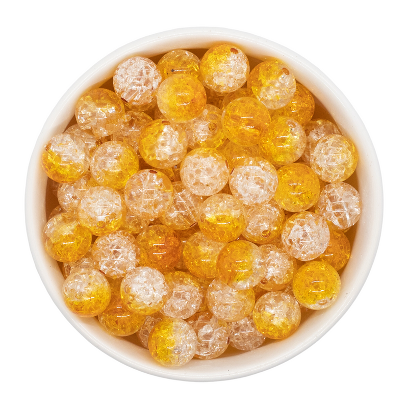 Honey & Clear Duo Crackle Beads 12mm