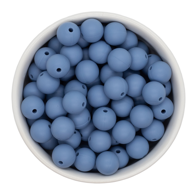 Cottage Blue Silicone Beads 12mm (Package of 20)