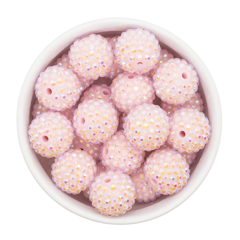 Powder Pink Rhinestone Beads 20mm