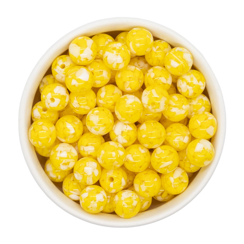 Yellow and White Resin Confetti Beads 12mm (Package of 20)