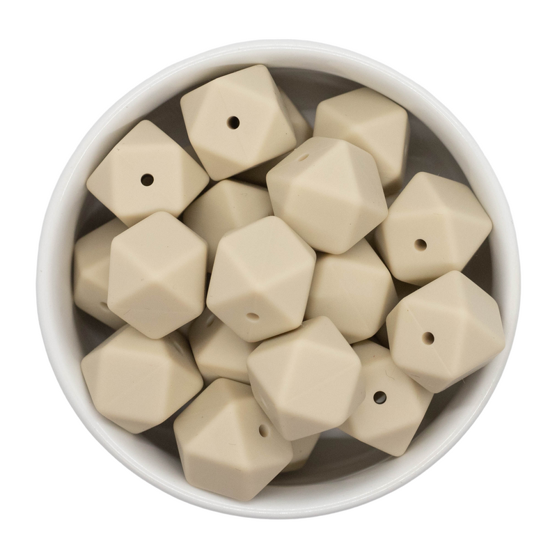 Sand Hexagon Silicone Beads 17mm (Package of 5)