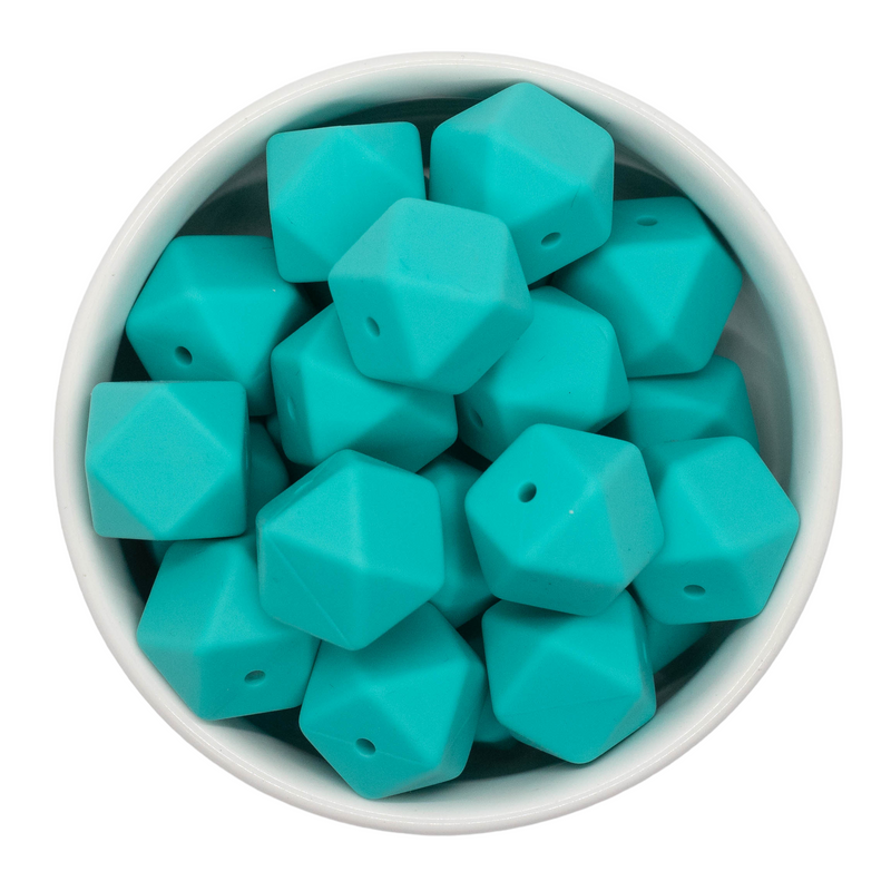 Robin Egg Hexagon Silicone Beads 17mm (Package of 5)