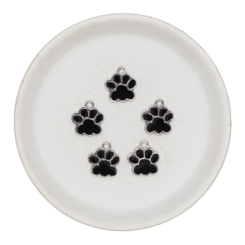 Black Paw Charm 15x16mm