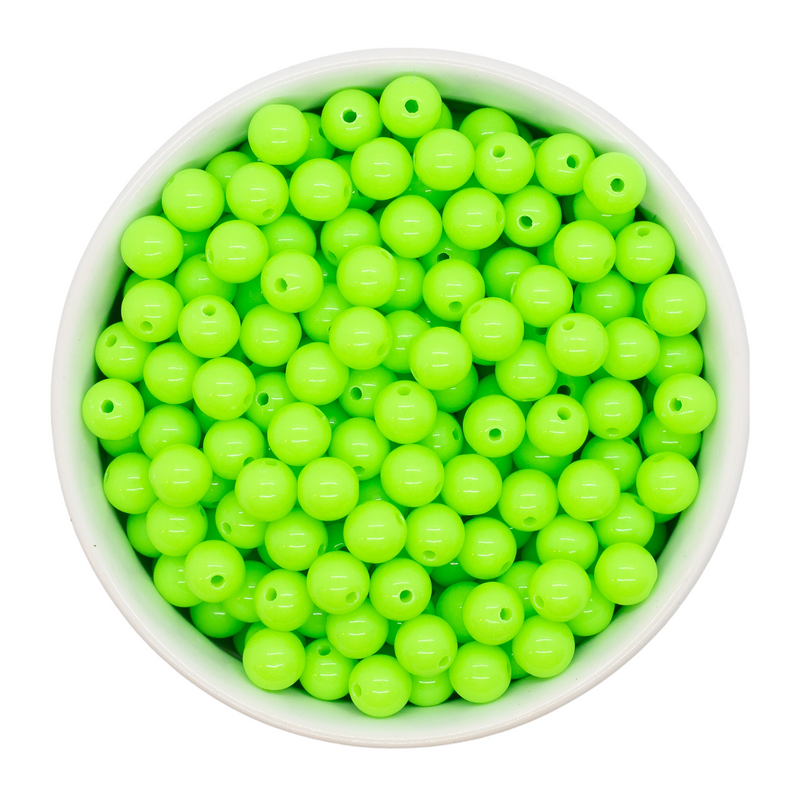 Neon Light Green Solid Beads 8mm