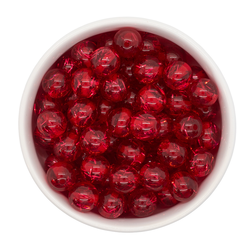 Red Translucent Tinsel Beads 12mm