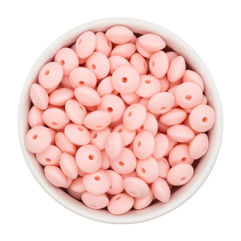 Barely Pink Silicone Lentil Beads 7x12mm (Package of 20)