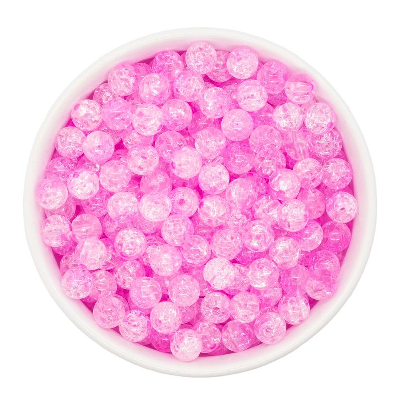 Candy Pink & Clear Duo Crackle Beads 8mm (Package of Approx. 50 Beads)