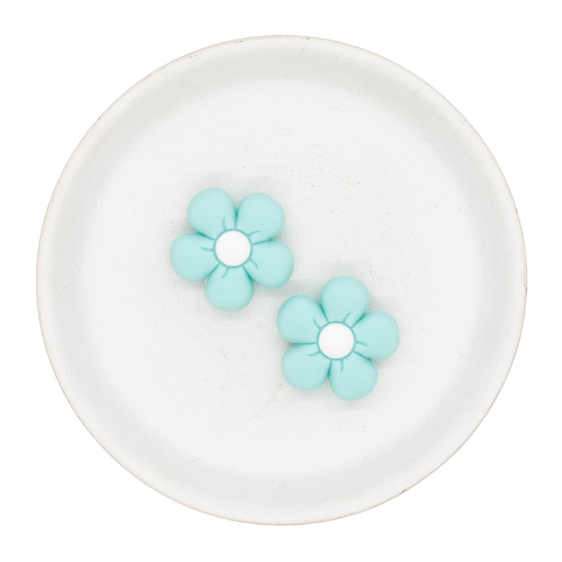 Fresh Mint Forget Me Not Silicone Focal Bead 26mm