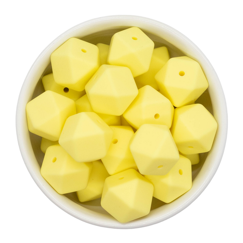 Pale Yellow Hexagon Silicone Beads 17mm (Package of 5)