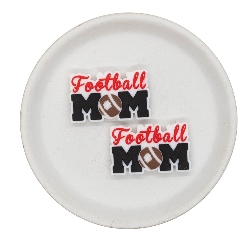 Football Mom Silicone Focal Bead 39x24mm (Package of 2)