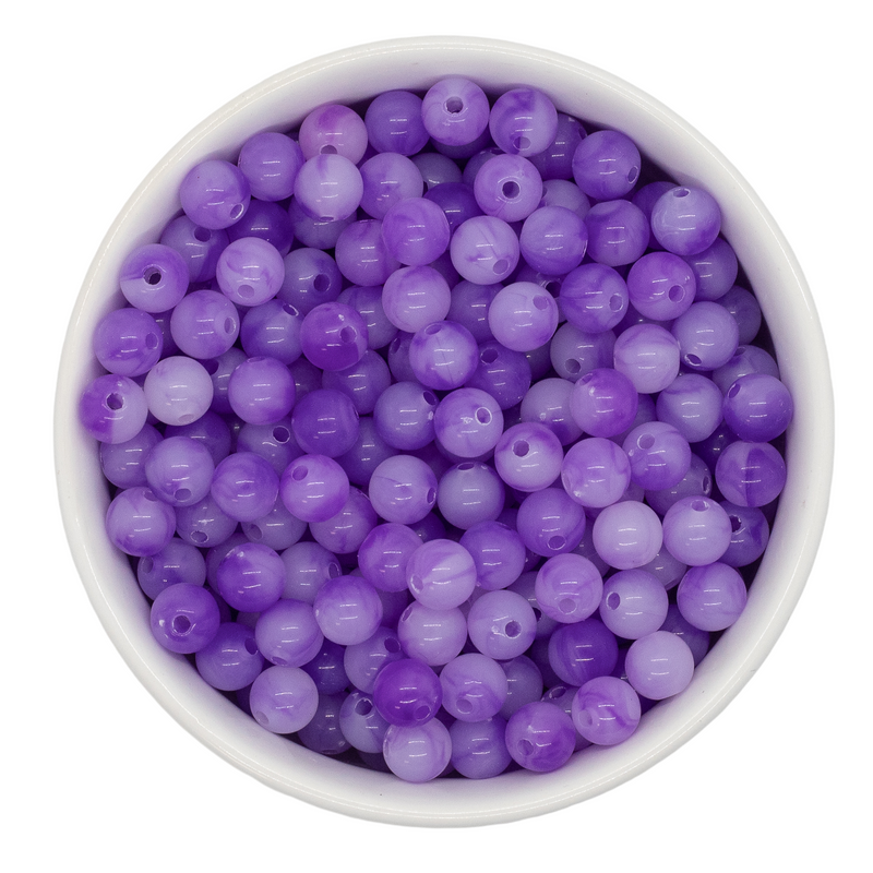 Lilac Jelly Marble Beads 8mm (Package of Approx. 50 Beads)