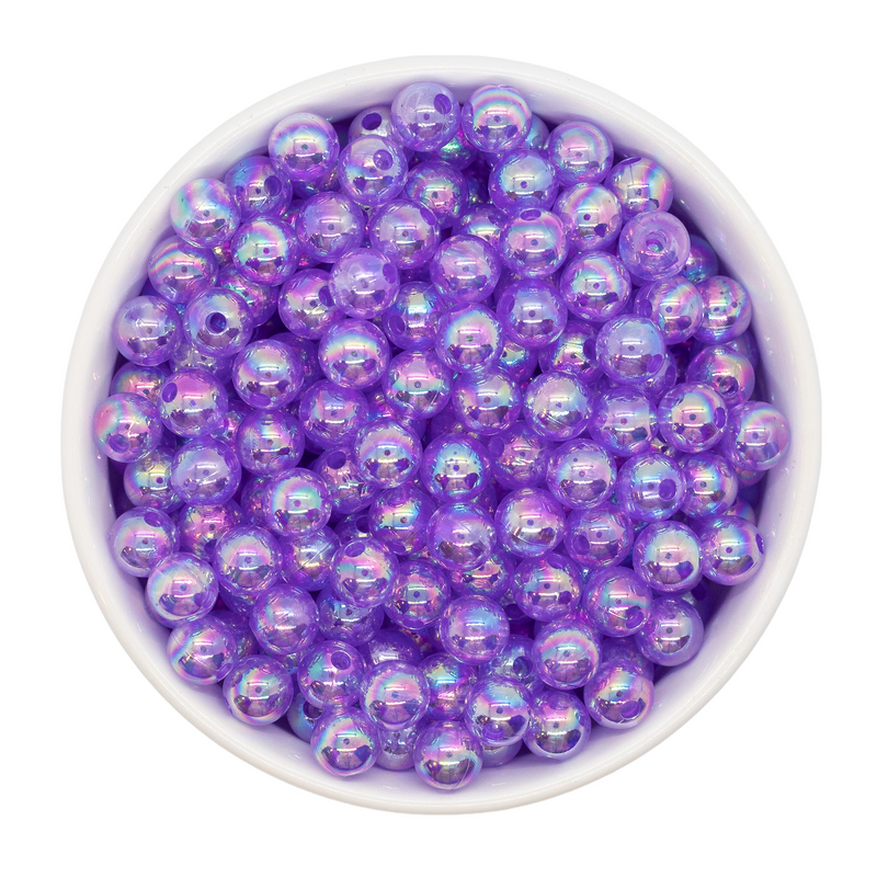 Lilac Translucent Iridescent Beads 8mm (Package of Approx. 50 Beads)