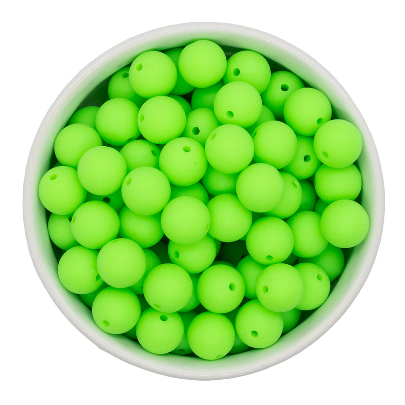 Neon Light Green Chalk Matte Beads 12mm