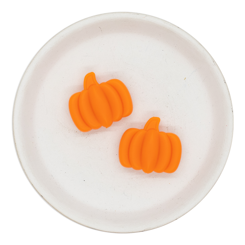 Orange Pumpkin Silicone Focal Bead 27x30mm (Package of 2)