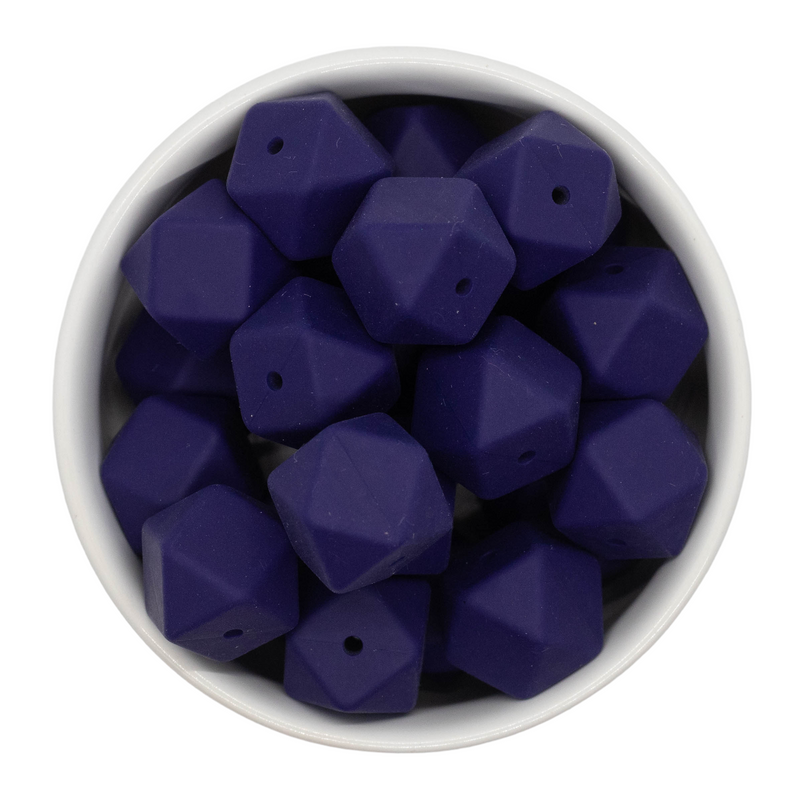 Indigo Hexagon Silicone Beads 17mm