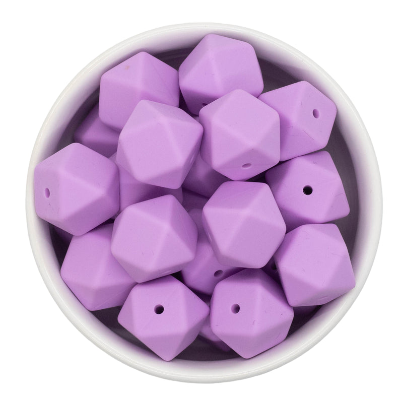 Lilac Hexagon Silicone Beads 17mm (Package of 5)