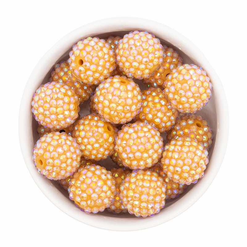 Mustard Rhinestone Beads 20mm (Package of 10)