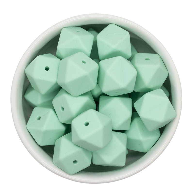 Mint Green Hexagon Silicone Beads 17mm