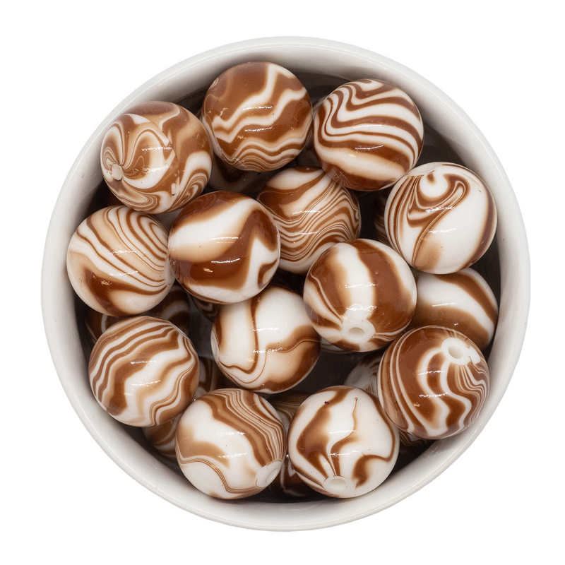 Mocha Latte Marble Stripe Beads 20mm