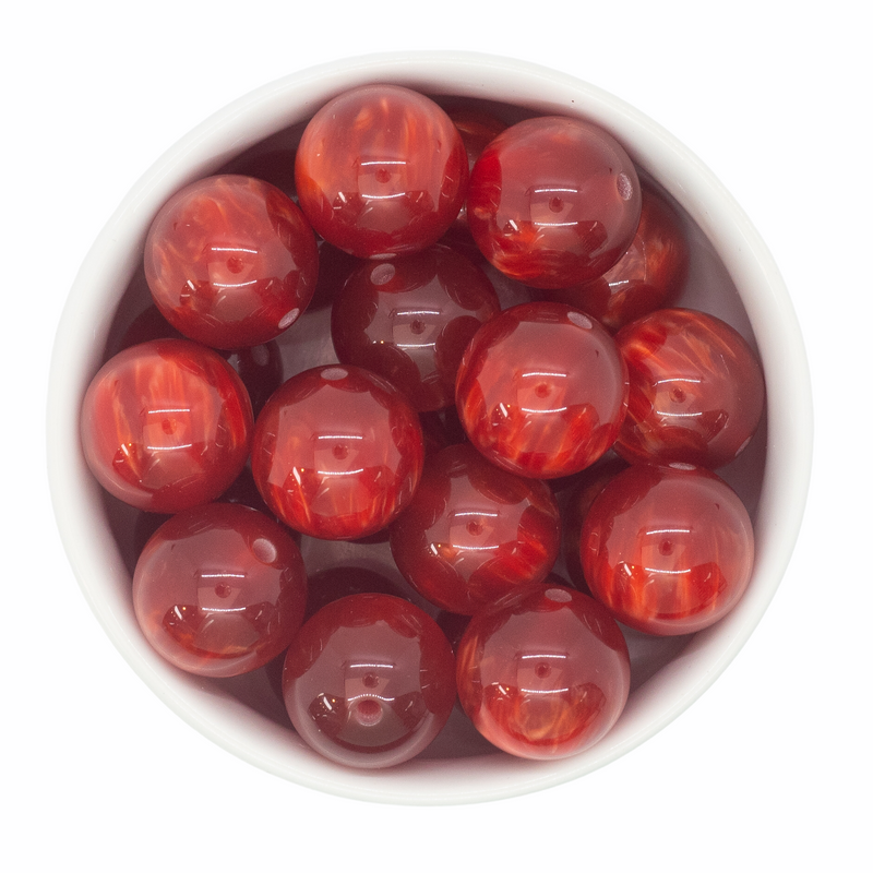 Cherry Red Pearly Luster Beads 20mm