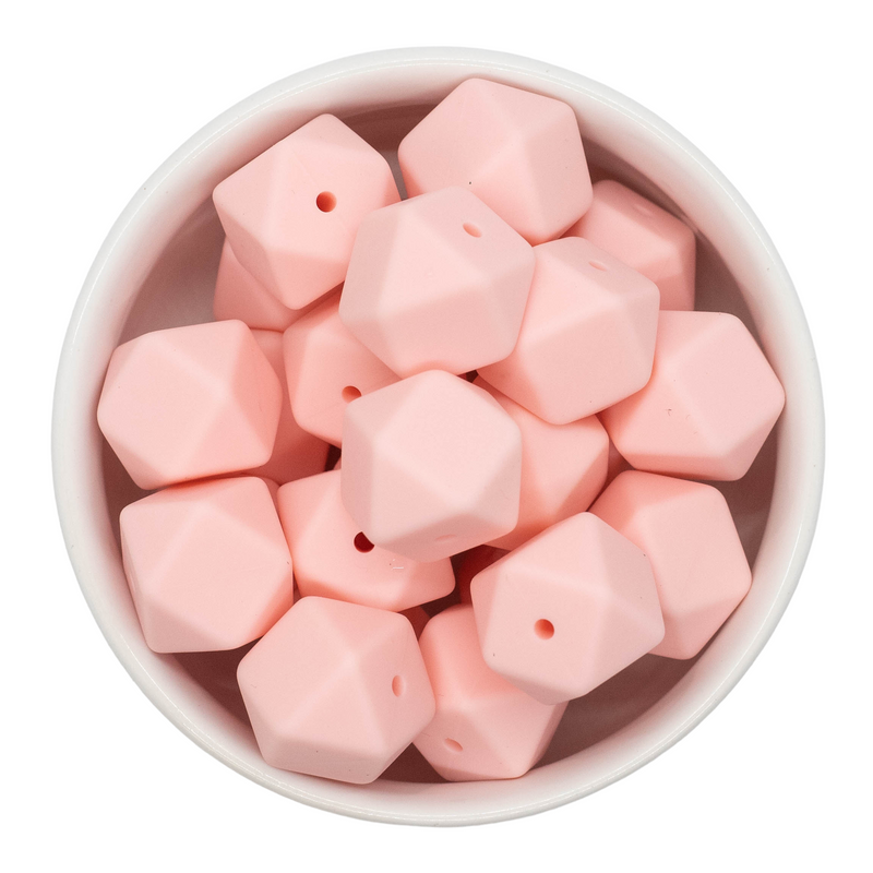 Barely Pink Hexagon Silicone Beads 17mm (Package of 5)