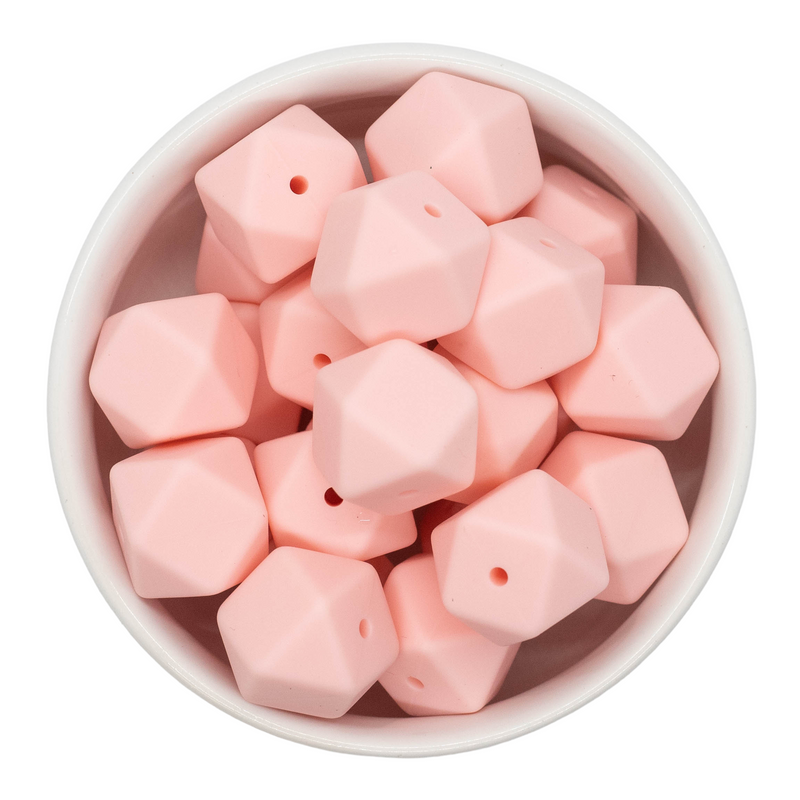Barely Pink Hexagon Silicone Beads 17mm