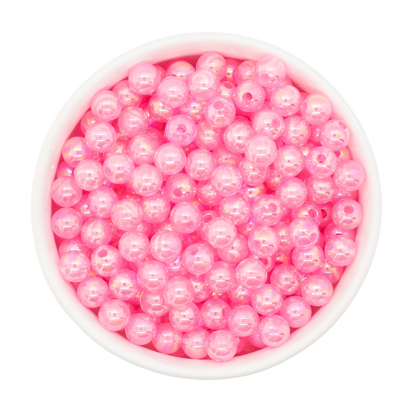 Bubblegum Pink Translucent Iridescent Beads 8mm