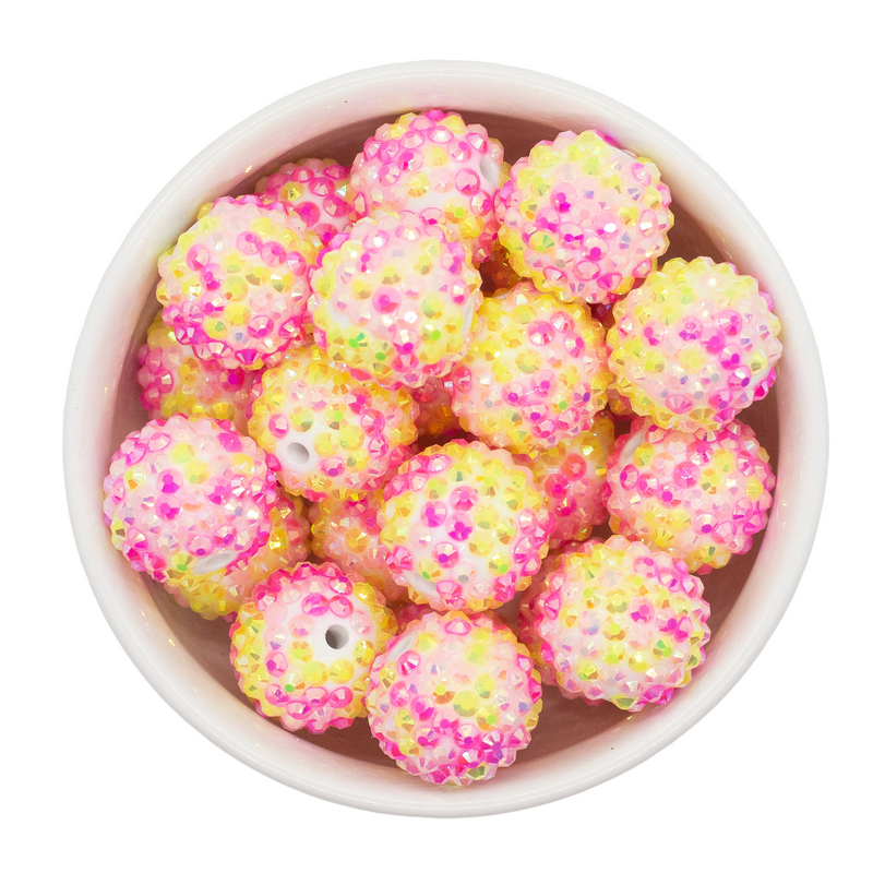 Pink Lemonade Confetti Rhinestone Beads 20mm