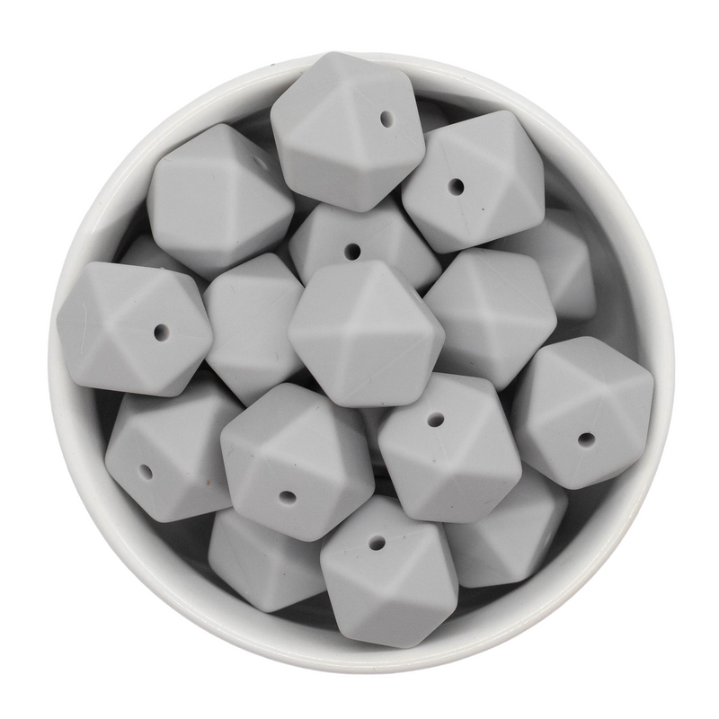 Coin Grey Silicone Hexagon Silicone Beads 17mm