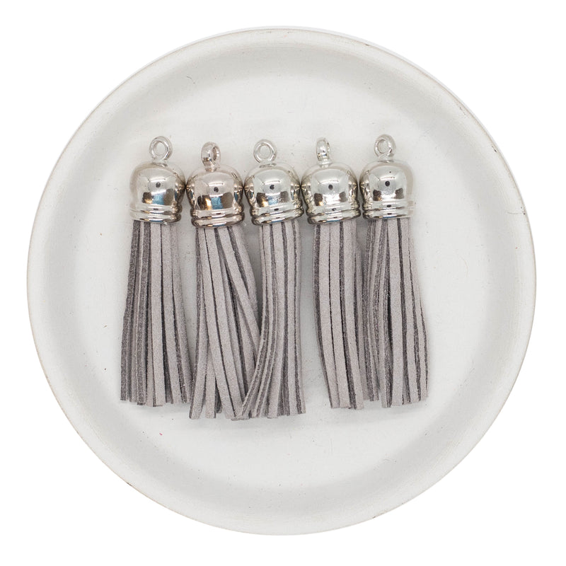 Coin Grey Tassel w/Silver Cap 50mm (Package of 5)
