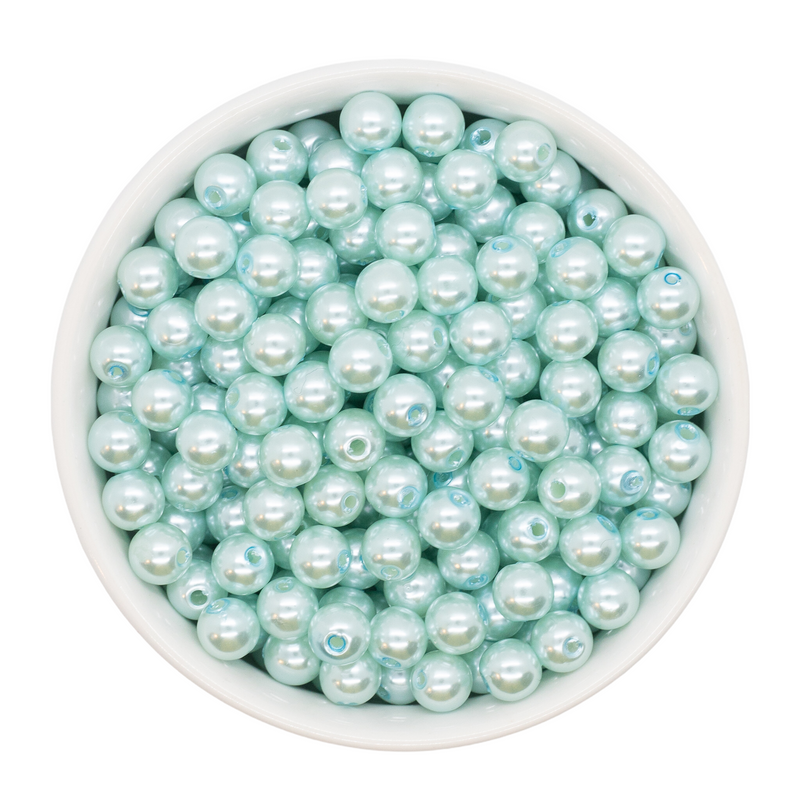 Mint Blue Pearl Beads 8mm (Package of Approx. 50 Beads)