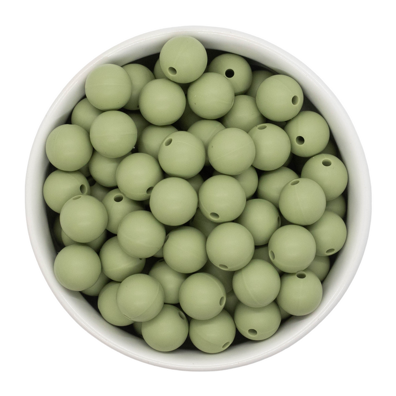 Sage Green Silicone Beads 12mm