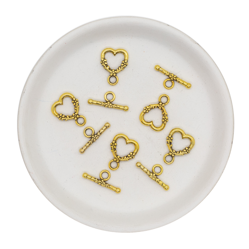 Gold Alloy Toggle Clasp 13x18mm (Package of 5 Sets)