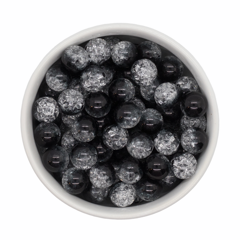 Black & Clear Duo Crackle Beads 12mm (Package of 20)