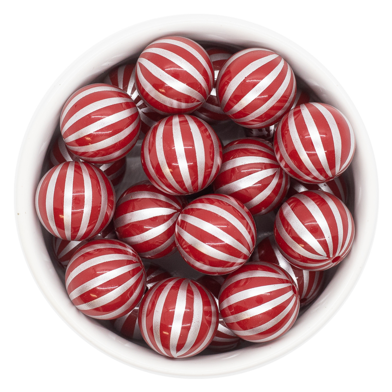 Red & Silver Ornament Beads 20mm