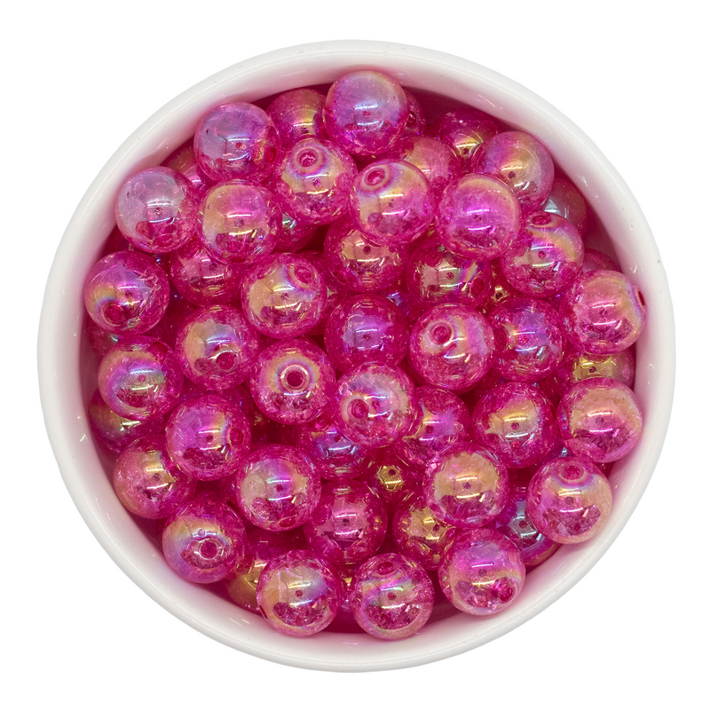 Wild Berry Iridescent Crackle Beads 12mm (Package of 20)