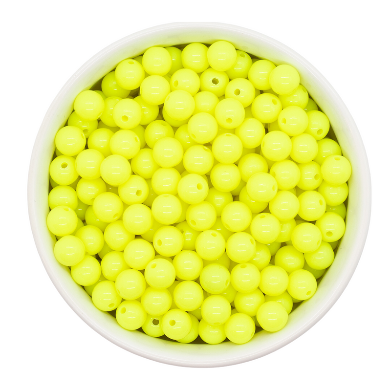 Neon Yellow Solid Beads 8mm (Package of Approx. 50 Beads)