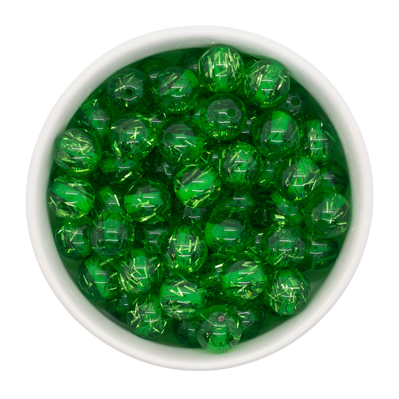 Kelly Green Translucent Tinsel Beads 12mm