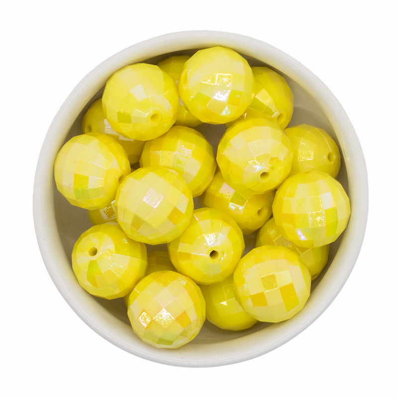 Daffodil Iridescent Multifaceted Beads 20mm