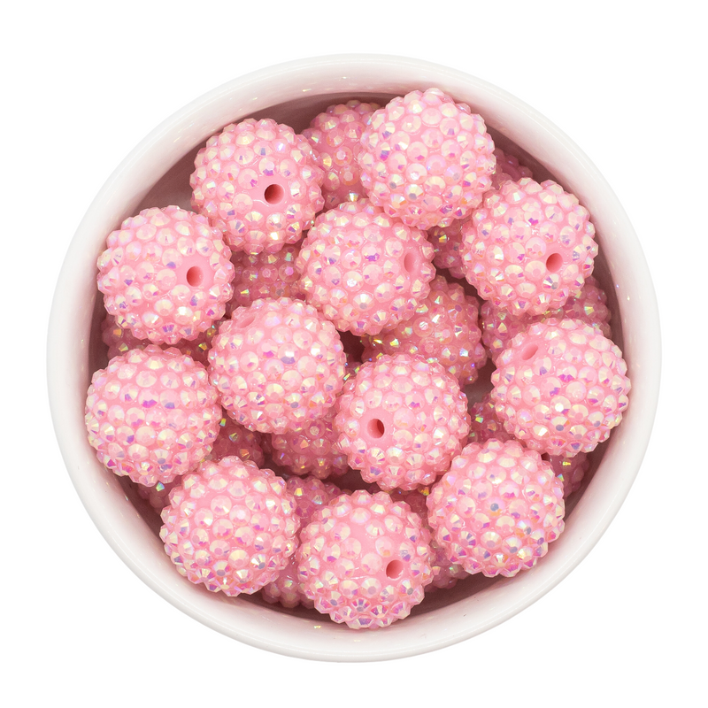 Light Pink Rhinestone Beads 20mm (Package of 10)