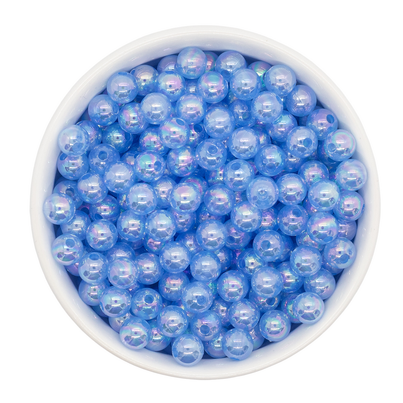 Sky Blue Translucent Iridescent Beads 8mm (Package of Approx. 50 Beads)