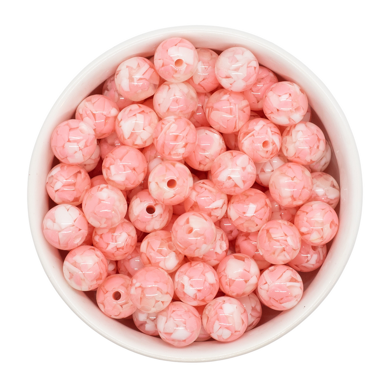 Light Pink and White Resin Confetti Beads 12mm (Package of 20)