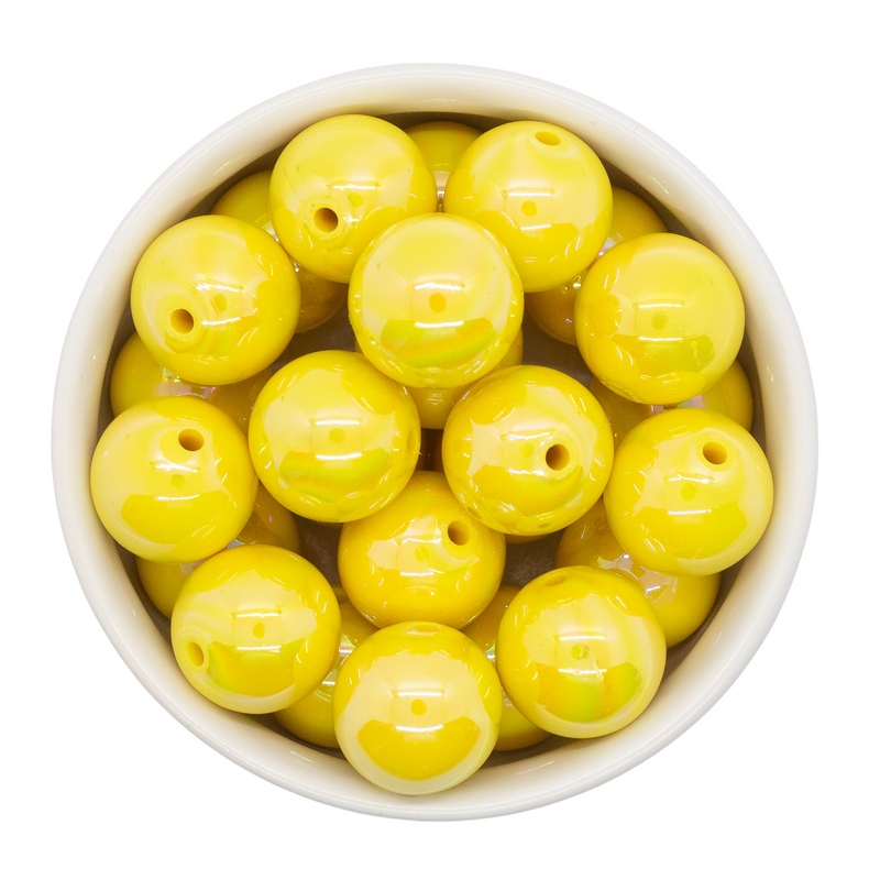 Yellow Iridescent Beads 20mm