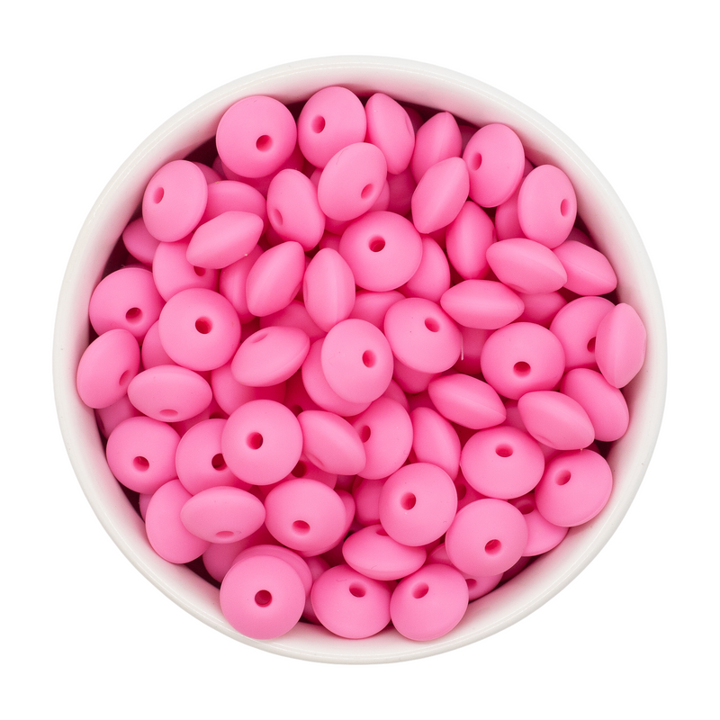 Bubblegum Pink Silicone Lentil Beads 7x12mm (Package of 20)