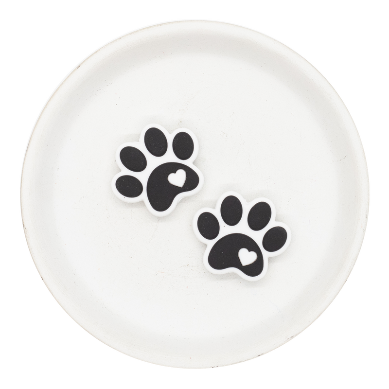 Paw Silicone Focal Bead 30x25mm (Package of 2)